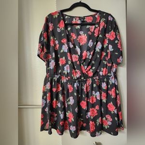 Torrid size 2 flowy black and rose/floral plus size shirt